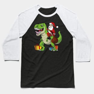 Santa Riding A T-Rex Funny Christmas Baseball T-Shirt